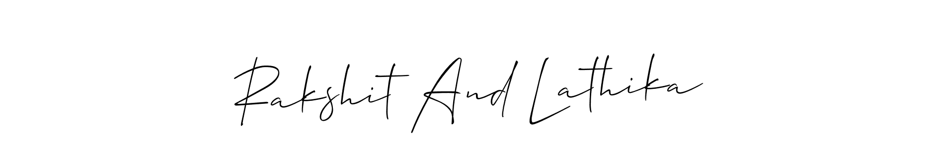 Use a signature maker to create a handwritten signature online. With this signature software, you can design (Allison_Script) your own signature for name Rakshit And Lathika. Rakshit And Lathika signature style 2 images and pictures png