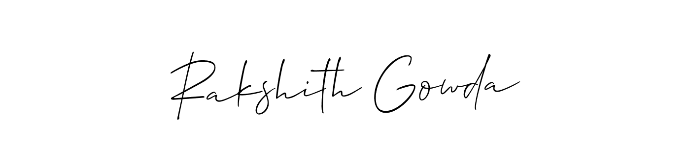 You should practise on your own different ways (Allison_Script) to write your name (Rakshith Gowda) in signature. don't let someone else do it for you. Rakshith Gowda signature style 2 images and pictures png