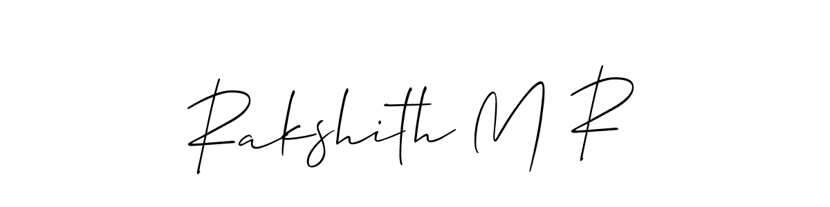 Make a beautiful signature design for name Rakshith M R. With this signature (Allison_Script) style, you can create a handwritten signature for free. Rakshith M R signature style 2 images and pictures png