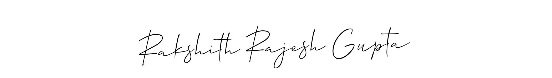 Make a beautiful signature design for name Rakshith Rajesh Gupta. With this signature (Allison_Script) style, you can create a handwritten signature for free. Rakshith Rajesh Gupta signature style 2 images and pictures png