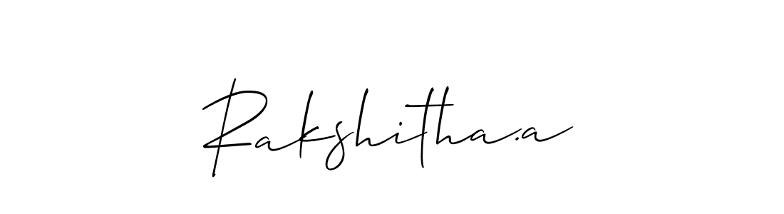 You should practise on your own different ways (Allison_Script) to write your name (Rakshitha.a) in signature. don't let someone else do it for you. Rakshitha.a signature style 2 images and pictures png