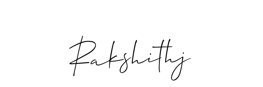 if you are searching for the best signature style for your name Rakshithj. so please give up your signature search. here we have designed multiple signature styles  using Allison_Script. Rakshithj signature style 2 images and pictures png