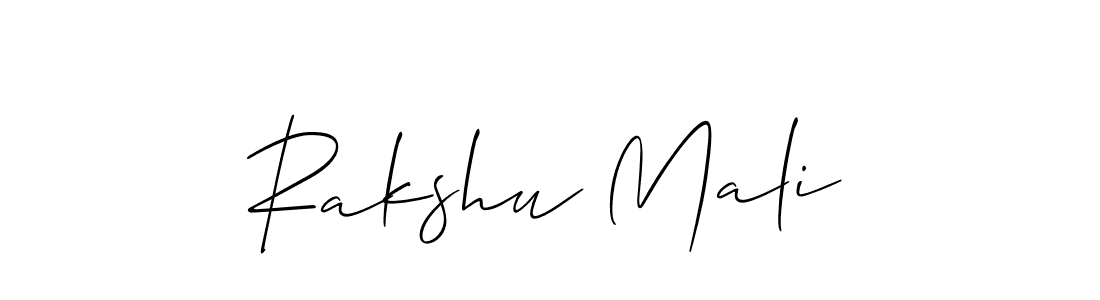 The best way (Allison_Script) to make a short signature is to pick only two or three words in your name. The name Rakshu Mali include a total of six letters. For converting this name. Rakshu Mali signature style 2 images and pictures png