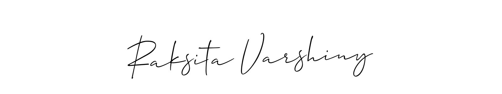 Use a signature maker to create a handwritten signature online. With this signature software, you can design (Allison_Script) your own signature for name Raksita Varshiny. Raksita Varshiny signature style 2 images and pictures png