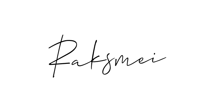 The best way (Allison_Script) to make a short signature is to pick only two or three words in your name. The name Raksmei include a total of six letters. For converting this name. Raksmei signature style 2 images and pictures png