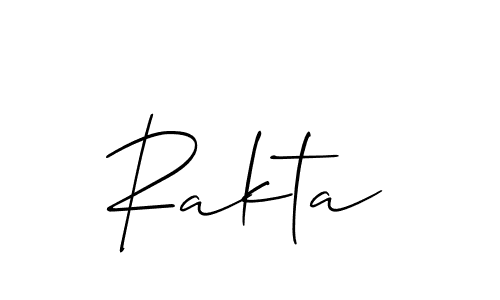 Design your own signature with our free online signature maker. With this signature software, you can create a handwritten (Allison_Script) signature for name Rakta. Rakta signature style 2 images and pictures png