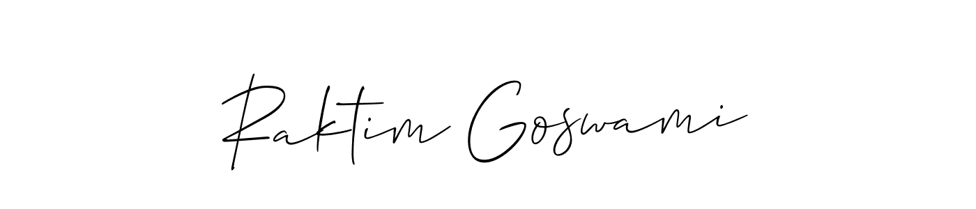 Allison_Script is a professional signature style that is perfect for those who want to add a touch of class to their signature. It is also a great choice for those who want to make their signature more unique. Get Raktim Goswami name to fancy signature for free. Raktim Goswami signature style 2 images and pictures png