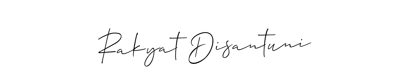 How to make Rakyat Disantuni name signature. Use Allison_Script style for creating short signs online. This is the latest handwritten sign. Rakyat Disantuni signature style 2 images and pictures png