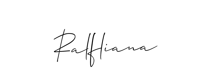 How to make Ralfliana name signature. Use Allison_Script style for creating short signs online. This is the latest handwritten sign. Ralfliana signature style 2 images and pictures png