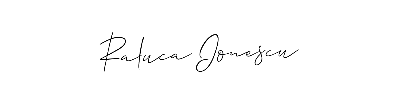 You should practise on your own different ways (Allison_Script) to write your name (Raluca Ionescu) in signature. don't let someone else do it for you. Raluca Ionescu signature style 2 images and pictures png