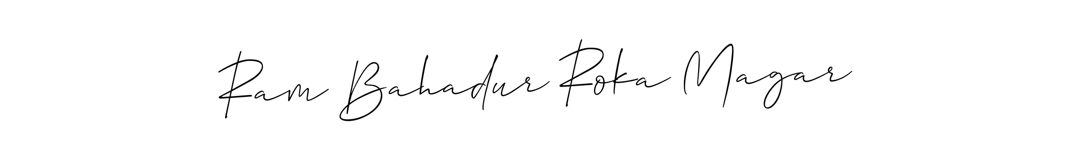The best way (Allison_Script) to make a short signature is to pick only two or three words in your name. The name Ram Bahadur Roka Magar include a total of six letters. For converting this name. Ram Bahadur Roka Magar signature style 2 images and pictures png