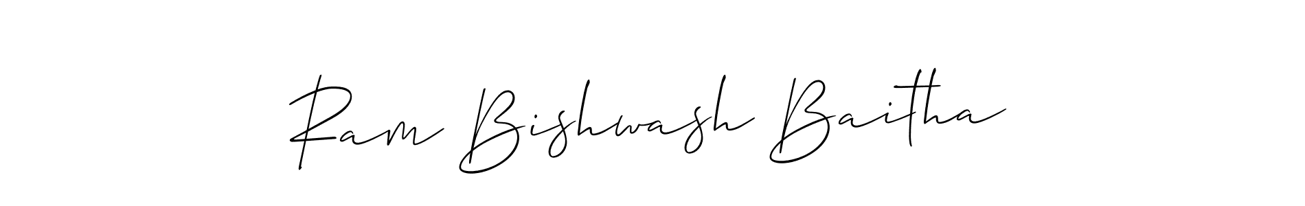 Also You can easily find your signature by using the search form. We will create Ram Bishwash Baitha name handwritten signature images for you free of cost using Allison_Script sign style. Ram Bishwash Baitha signature style 2 images and pictures png