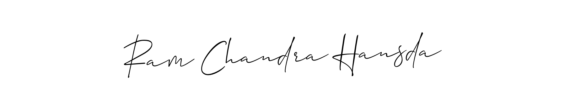 The best way (Allison_Script) to make a short signature is to pick only two or three words in your name. The name Ram Chandra Hansda include a total of six letters. For converting this name. Ram Chandra Hansda signature style 2 images and pictures png