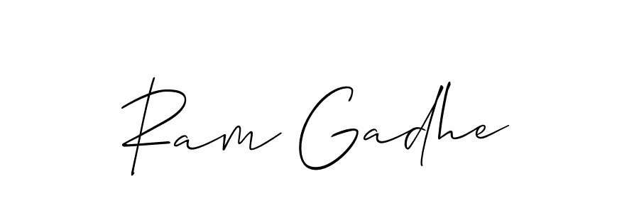 if you are searching for the best signature style for your name Ram Gadhe. so please give up your signature search. here we have designed multiple signature styles  using Allison_Script. Ram Gadhe signature style 2 images and pictures png