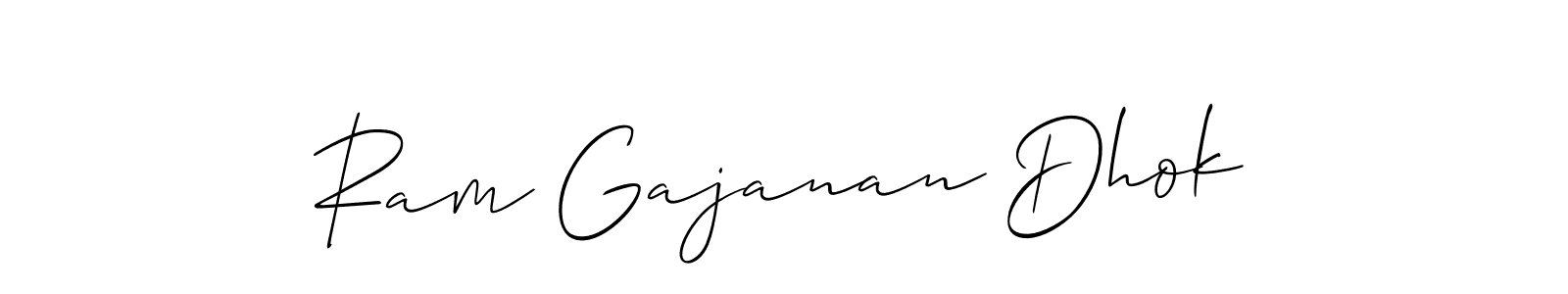 You should practise on your own different ways (Allison_Script) to write your name (Ram Gajanan Dhok) in signature. don't let someone else do it for you. Ram Gajanan Dhok signature style 2 images and pictures png