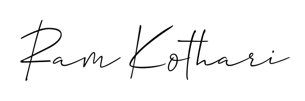 A stylish, flowing autograph style designed for name Ram Kothari using Allison_Script typography. Perfect for digital creative projects. Ram Kothari signature style 2 images and pictures png