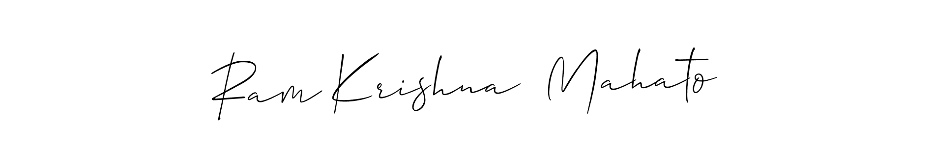 The best way (Allison_Script) to make a short signature is to pick only two or three words in your name. The name Ram Krishna  Mahato include a total of six letters. For converting this name. Ram Krishna  Mahato signature style 2 images and pictures png