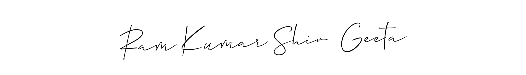 Allison_Script is a professional signature style that is perfect for those who want to add a touch of class to their signature. It is also a great choice for those who want to make their signature more unique. Get Ram Kumar Shiv  Geeta name to fancy signature for free. Ram Kumar Shiv  Geeta signature style 2 images and pictures png