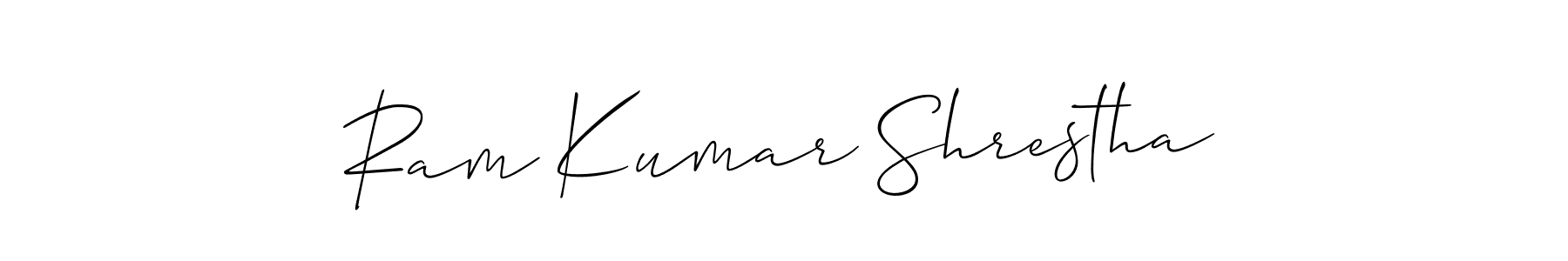 You should practise on your own different ways (Allison_Script) to write your name (Ram Kumar Shrestha) in signature. don't let someone else do it for you. Ram Kumar Shrestha signature style 2 images and pictures png