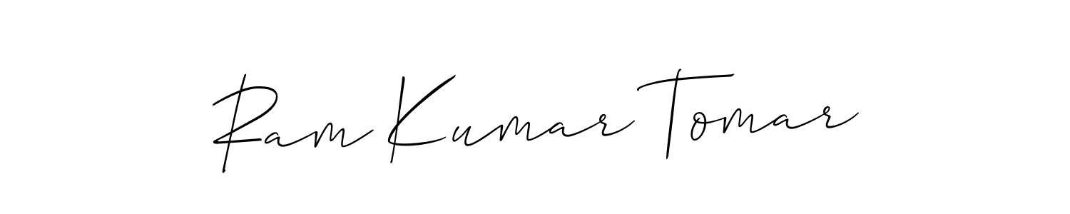 Allison_Script is a professional signature style that is perfect for those who want to add a touch of class to their signature. It is also a great choice for those who want to make their signature more unique. Get Ram Kumar Tomar name to fancy signature for free. Ram Kumar Tomar signature style 2 images and pictures png