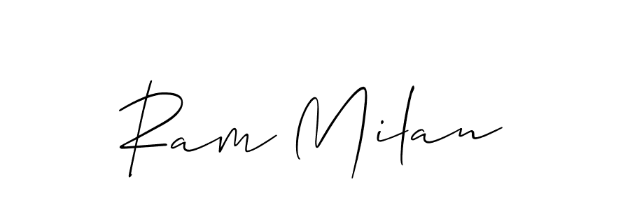 The best way (Allison_Script) to make a short signature is to pick only two or three words in your name. The name Ram Milan include a total of six letters. For converting this name. Ram Milan signature style 2 images and pictures png