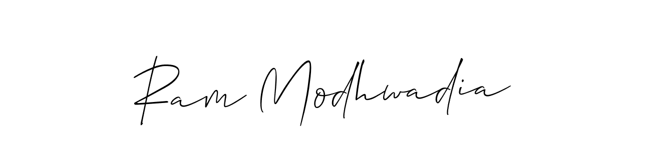 How to make Ram Modhwadia name signature. Use Allison_Script style for creating short signs online. This is the latest handwritten sign. Ram Modhwadia signature style 2 images and pictures png