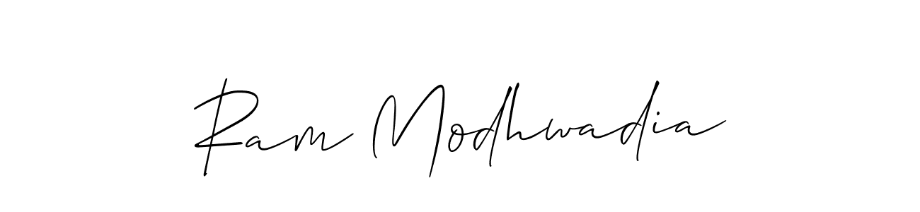 if you are searching for the best signature style for your name Ram Modhwadia. so please give up your signature search. here we have designed multiple signature styles  using Allison_Script. Ram Modhwadia signature style 2 images and pictures png