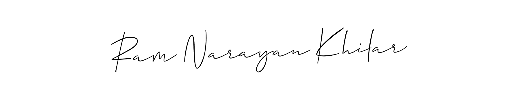 The best way (Allison_Script) to make a short signature is to pick only two or three words in your name. The name Ram Narayan Khilar include a total of six letters. For converting this name. Ram Narayan Khilar signature style 2 images and pictures png