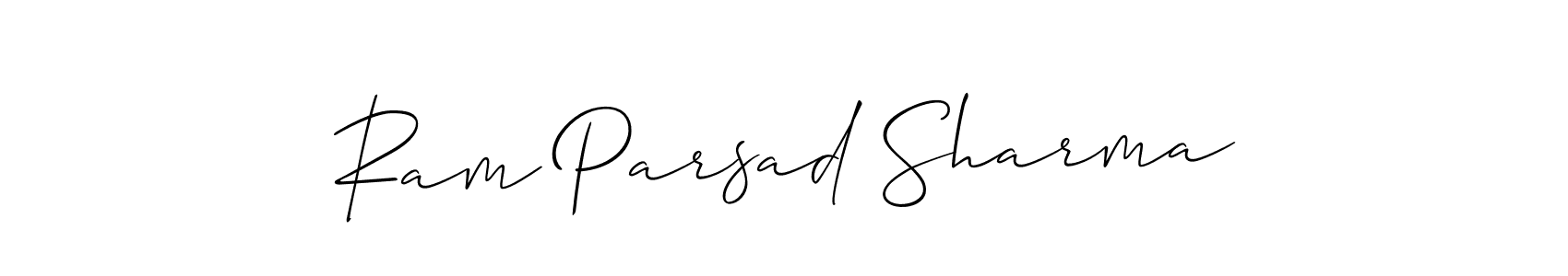 Allison_Script is a professional signature style that is perfect for those who want to add a touch of class to their signature. It is also a great choice for those who want to make their signature more unique. Get Ram Parsad Sharma name to fancy signature for free. Ram Parsad Sharma signature style 2 images and pictures png