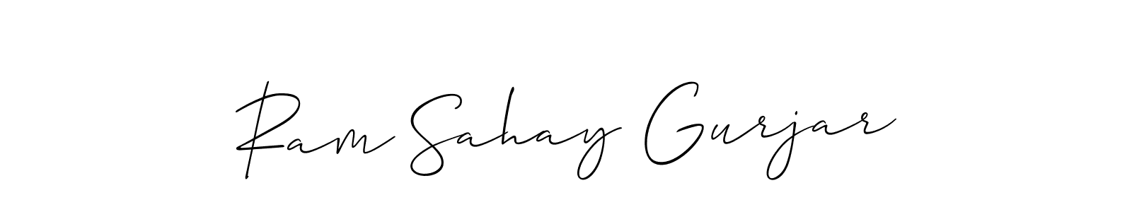 How to make Ram Sahay Gurjar name signature. Use Allison_Script style for creating short signs online. This is the latest handwritten sign. Ram Sahay Gurjar signature style 2 images and pictures png