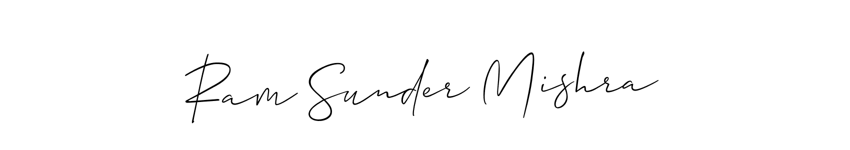 Also You can easily find your signature by using the search form. We will create Ram Sunder Mishra name handwritten signature images for you free of cost using Allison_Script sign style. Ram Sunder Mishra signature style 2 images and pictures png