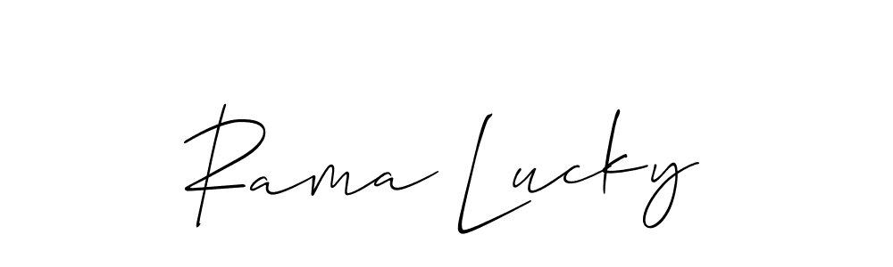 How to make Rama Lucky name signature. Use Allison_Script style for creating short signs online. This is the latest handwritten sign. Rama Lucky signature style 2 images and pictures png