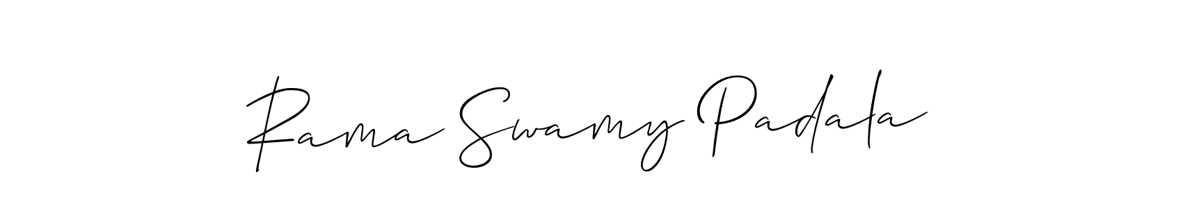 Also You can easily find your signature by using the search form. We will create Rama Swamy Padala name handwritten signature images for you free of cost using Allison_Script sign style. Rama Swamy Padala signature style 2 images and pictures png