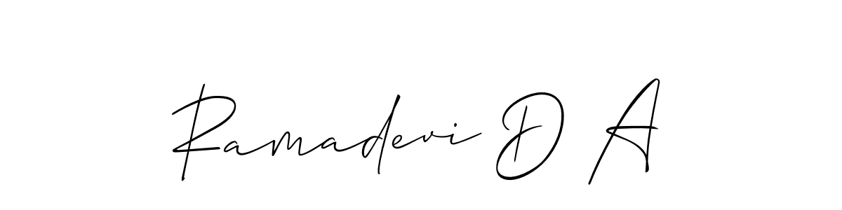 Make a beautiful signature design for name Ramadevi D A. With this signature (Allison_Script) style, you can create a handwritten signature for free. Ramadevi D A signature style 2 images and pictures png