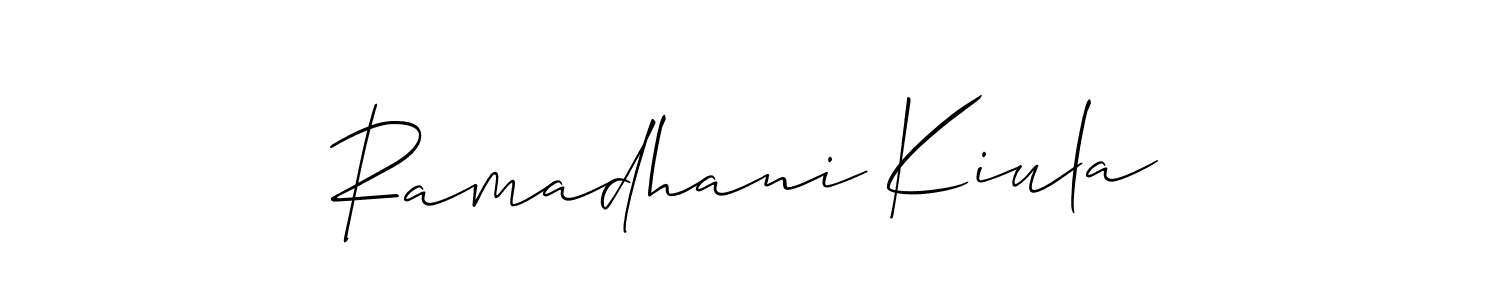 Use a signature maker to create a handwritten signature online. With this signature software, you can design (Allison_Script) your own signature for name Ramadhani Kiula. Ramadhani Kiula signature style 2 images and pictures png