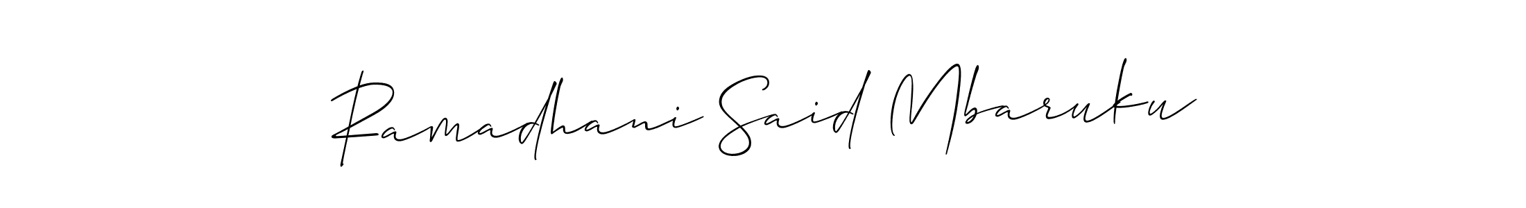 Allison_Script is a professional signature style that is perfect for those who want to add a touch of class to their signature. It is also a great choice for those who want to make their signature more unique. Get Ramadhani Said Mbaruku name to fancy signature for free. Ramadhani Said Mbaruku signature style 2 images and pictures png
