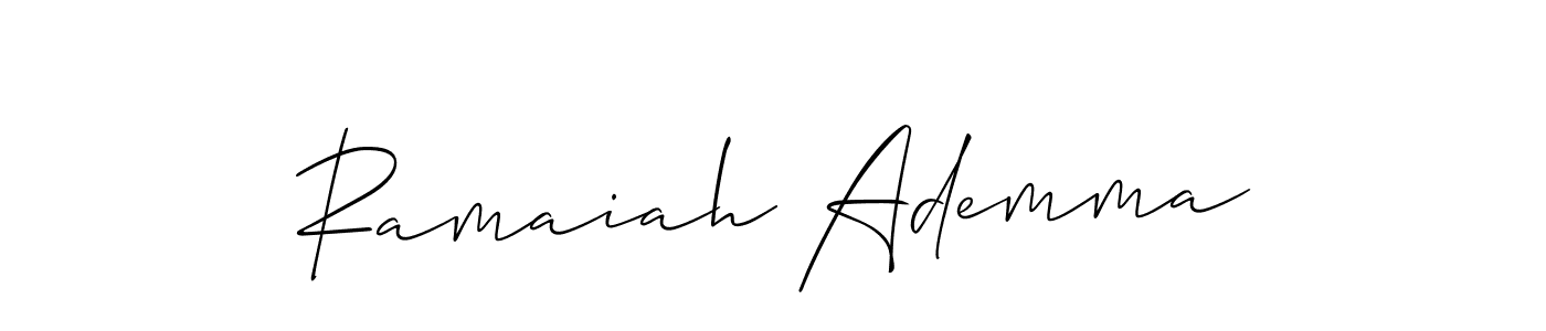 Allison_Script is a professional signature style that is perfect for those who want to add a touch of class to their signature. It is also a great choice for those who want to make their signature more unique. Get Ramaiah Ademma name to fancy signature for free. Ramaiah Ademma signature style 2 images and pictures png