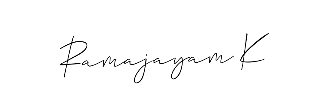 How to make Ramajayam K signature? Allison_Script is a professional autograph style. Create handwritten signature for Ramajayam K name. Ramajayam K signature style 2 images and pictures png