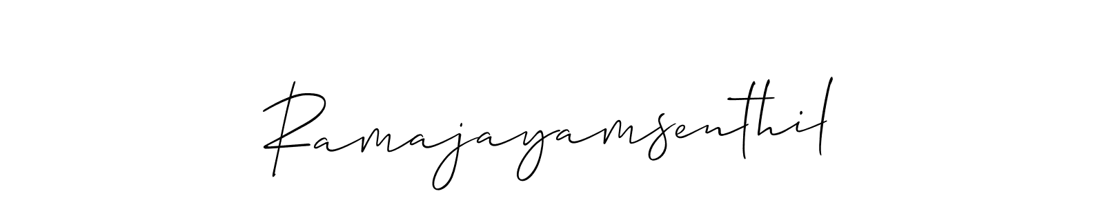 This is the best signature style for the Ramajayamsenthil name. Also you like these signature font (Allison_Script). Mix name signature. Ramajayamsenthil signature style 2 images and pictures png