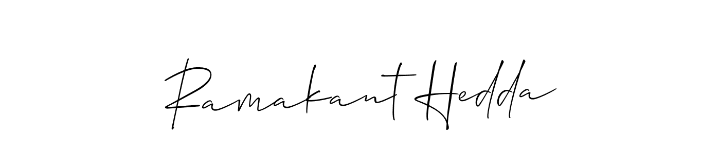 The best way (Allison_Script) to make a short signature is to pick only two or three words in your name. The name Ramakant Hedda include a total of six letters. For converting this name. Ramakant Hedda signature style 2 images and pictures png