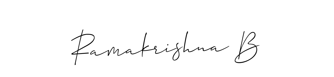 if you are searching for the best signature style for your name Ramakrishna B. so please give up your signature search. here we have designed multiple signature styles  using Allison_Script. Ramakrishna B signature style 2 images and pictures png