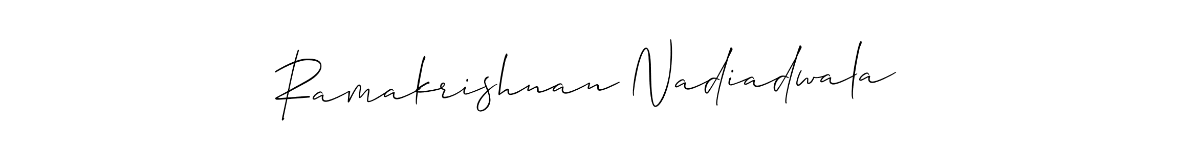 This is the best signature style for the Ramakrishnan Nadiadwala name. Also you like these signature font (Allison_Script). Mix name signature. Ramakrishnan Nadiadwala signature style 2 images and pictures png