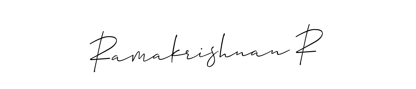 This is the best signature style for the Ramakrishnan R name. Also you like these signature font (Allison_Script). Mix name signature. Ramakrishnan R signature style 2 images and pictures png