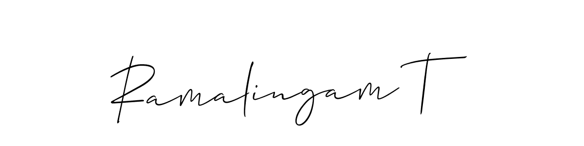 Use a signature maker to create a handwritten signature online. With this signature software, you can design (Allison_Script) your own signature for name Ramalingam T. Ramalingam T signature style 2 images and pictures png