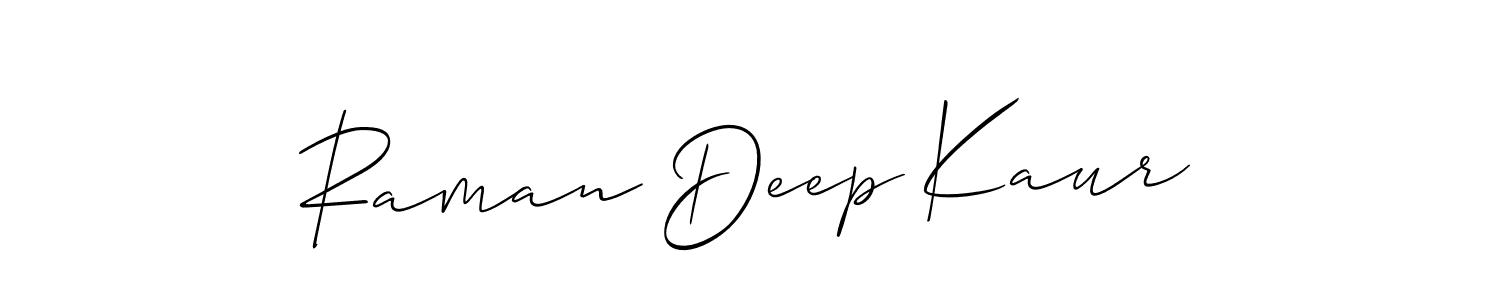 Allison_Script is a professional signature style that is perfect for those who want to add a touch of class to their signature. It is also a great choice for those who want to make their signature more unique. Get Raman Deep Kaur name to fancy signature for free. Raman Deep Kaur signature style 2 images and pictures png