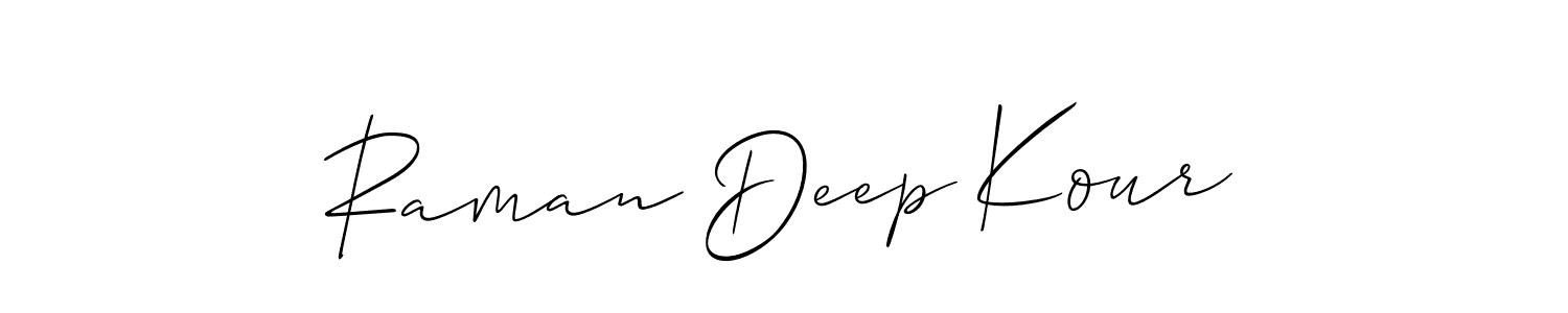 It looks lik you need a new signature style for name Raman Deep Kour. Design unique handwritten (Allison_Script) signature with our free signature maker in just a few clicks. Raman Deep Kour signature style 2 images and pictures png