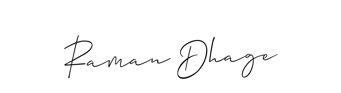 Design your own signature with our free online signature maker. With this signature software, you can create a handwritten (Allison_Script) signature for name Raman Dhage. Raman Dhage signature style 2 images and pictures png