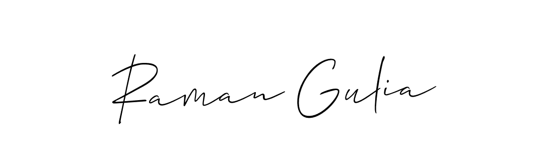 Create a beautiful signature design for name Raman Gulia. With this signature (Allison_Script) fonts, you can make a handwritten signature for free. Raman Gulia signature style 2 images and pictures png
