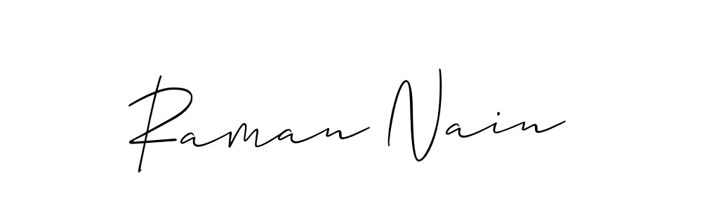 Design your own signature with our free online signature maker. With this signature software, you can create a handwritten (Allison_Script) signature for name Raman Nain. Raman Nain signature style 2 images and pictures png