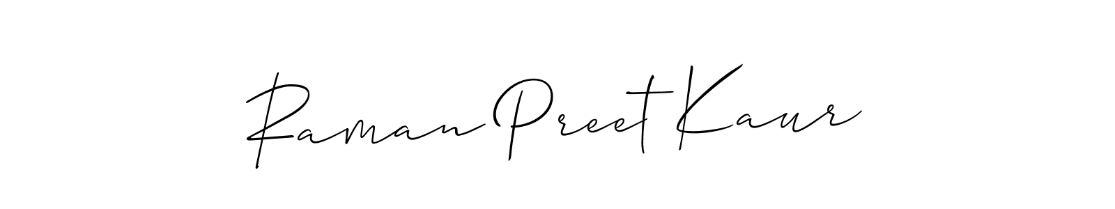 How to make Raman Preet Kaur signature? Allison_Script is a professional autograph style. Create handwritten signature for Raman Preet Kaur name. Raman Preet Kaur signature style 2 images and pictures png